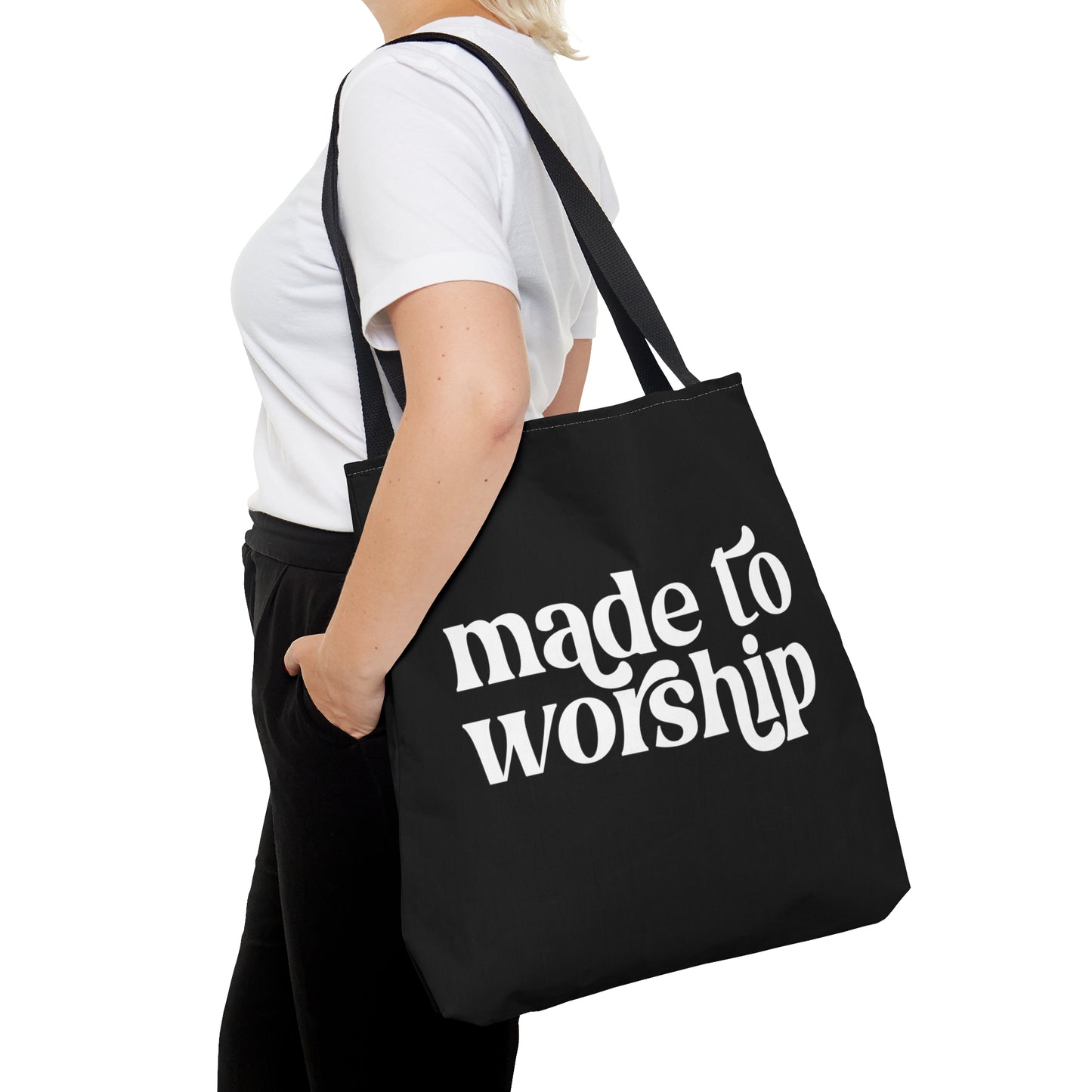 Made to Worship Black Tote Bag