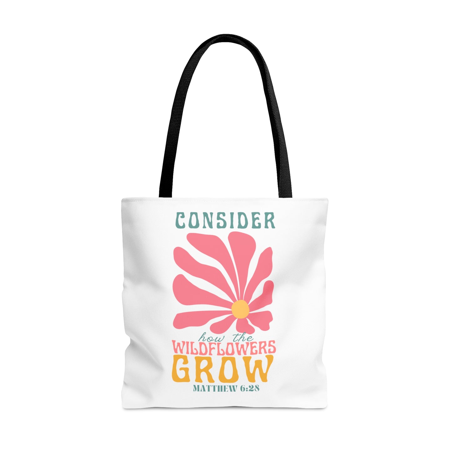 Consider How the Wildflowers Grow- White Retro Tote Bag