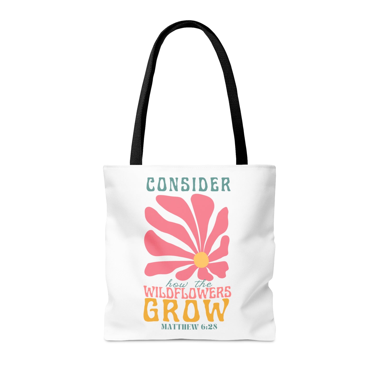 Consider How the Wildflowers Grow- White Retro Tote Bag