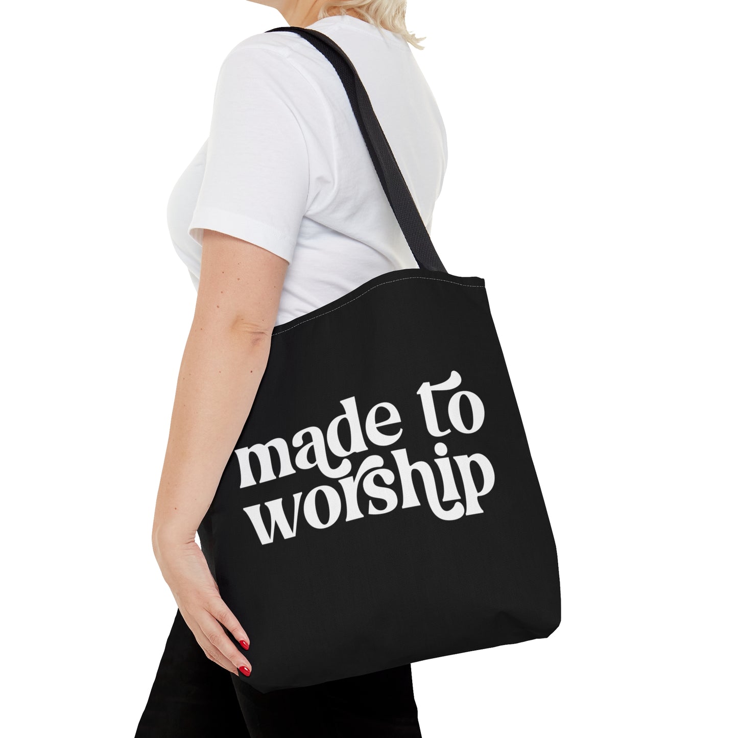 Made to Worship Black Tote Bag
