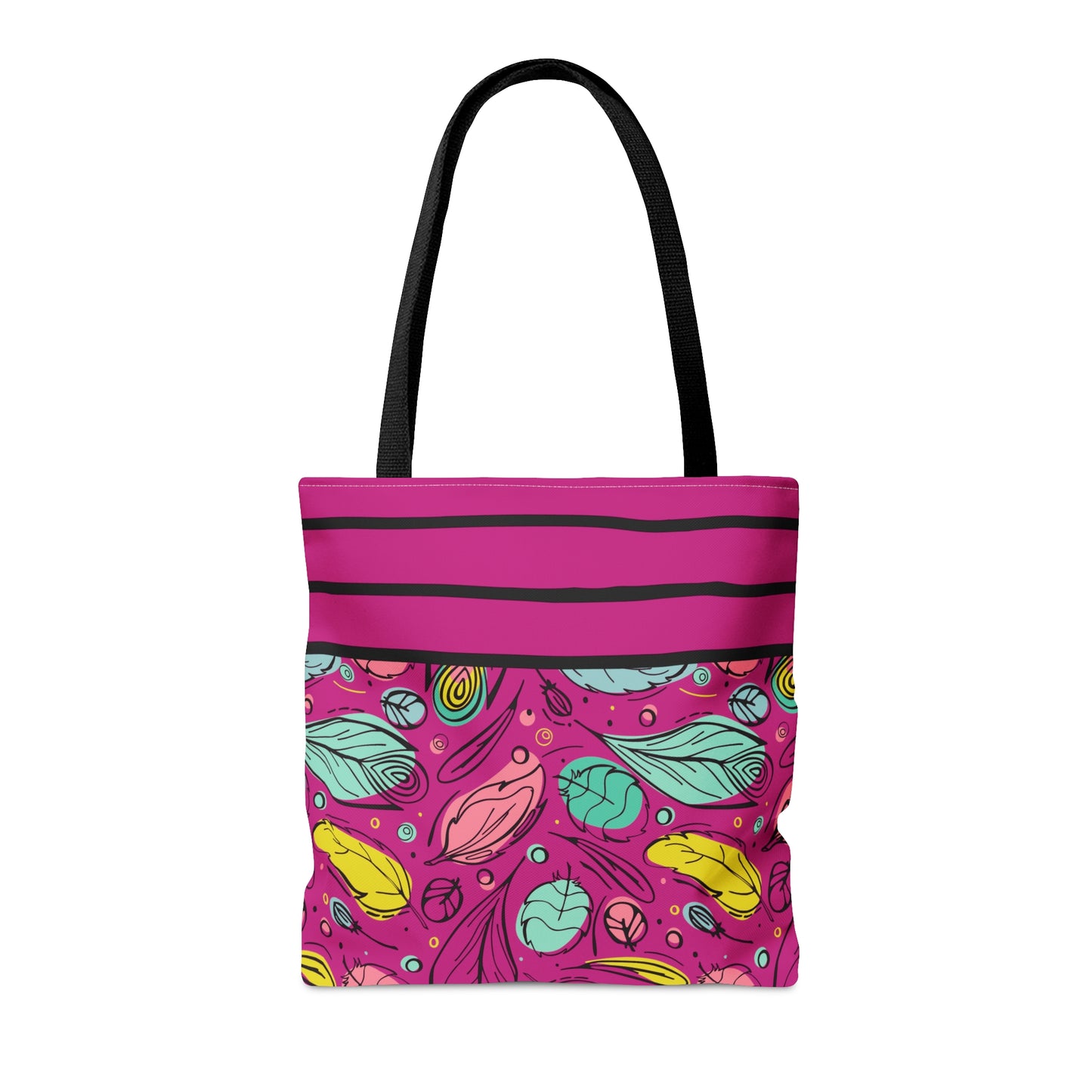 Magenta Floral & Stripes Tote Bag