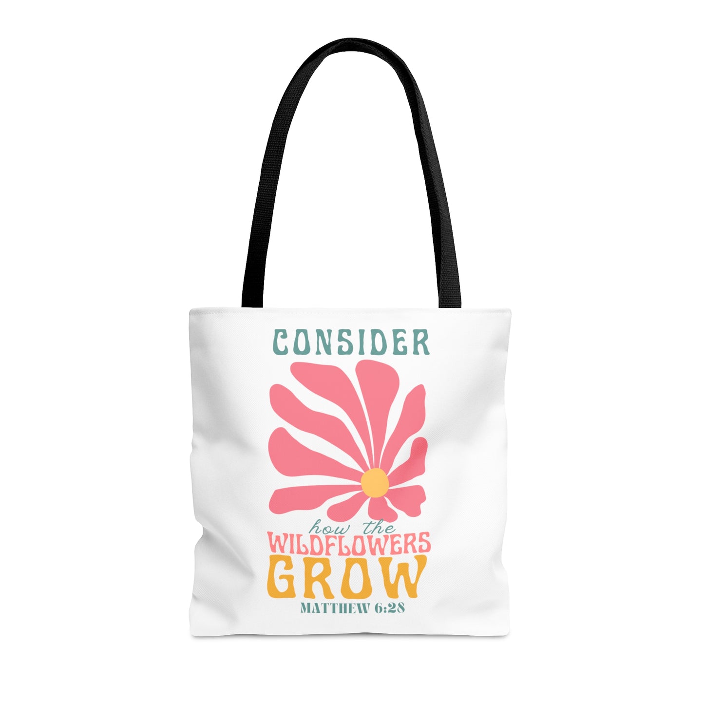 Consider How the Wildflowers Grow- White Retro Tote Bag