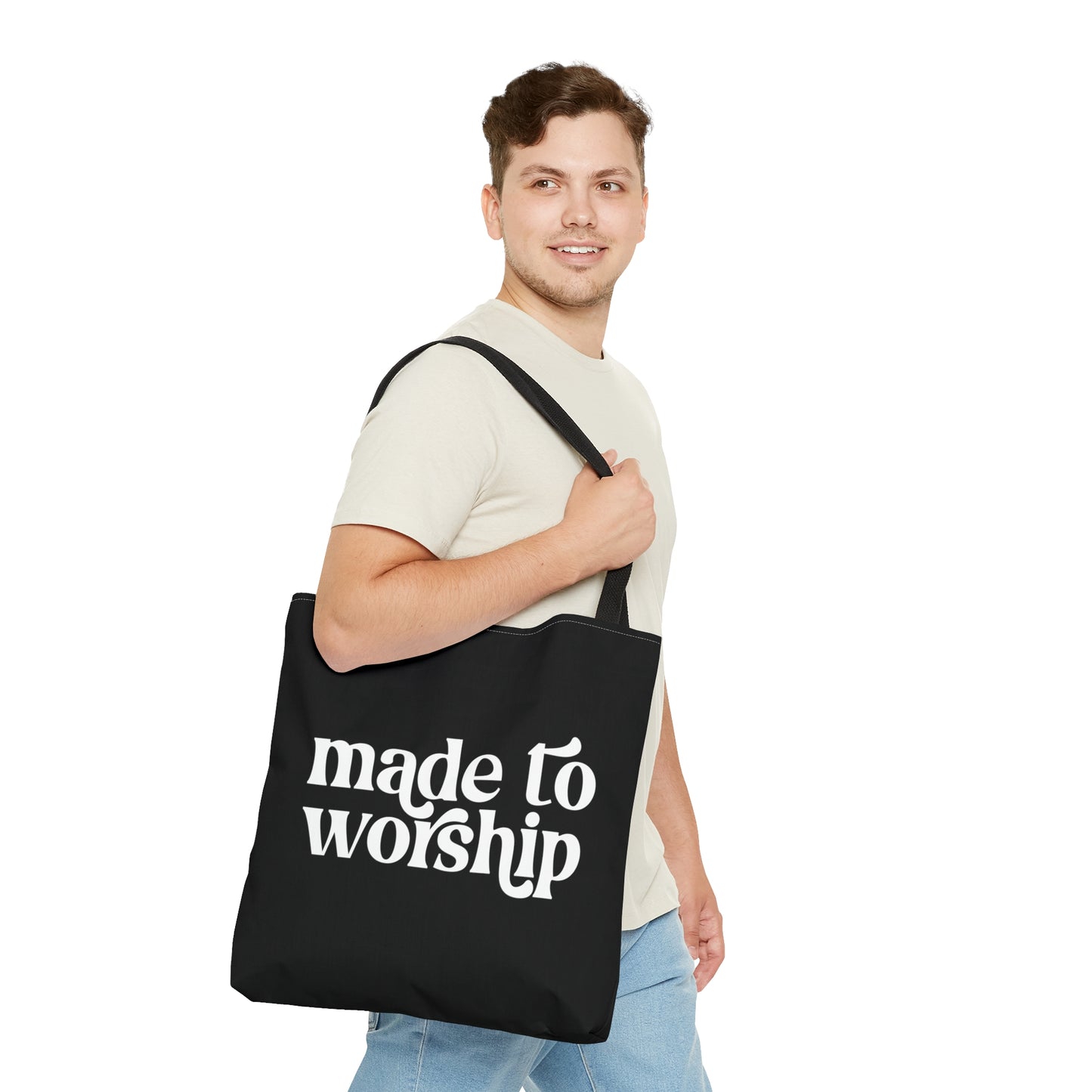Made to Worship Black Tote Bag