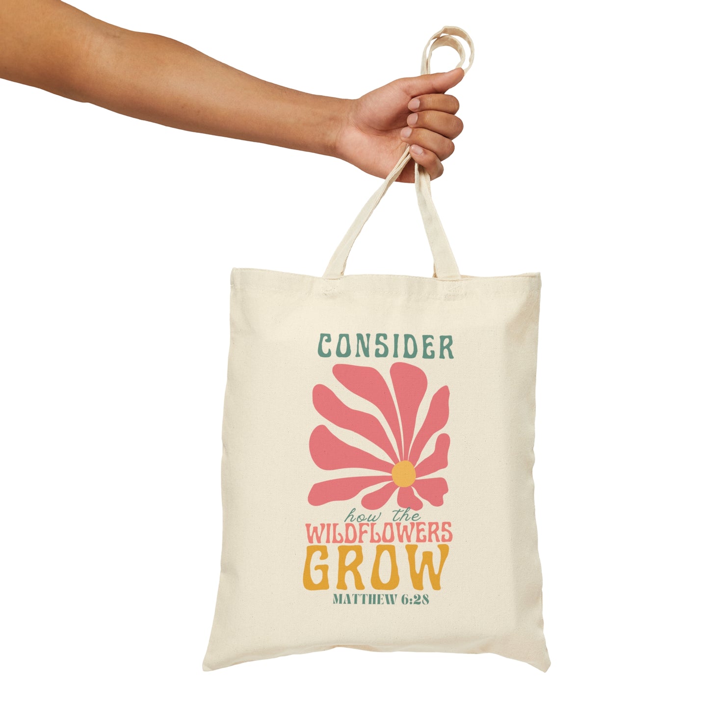 Consider How the Wildflowers Grow Cotton Canvas Tote Bag