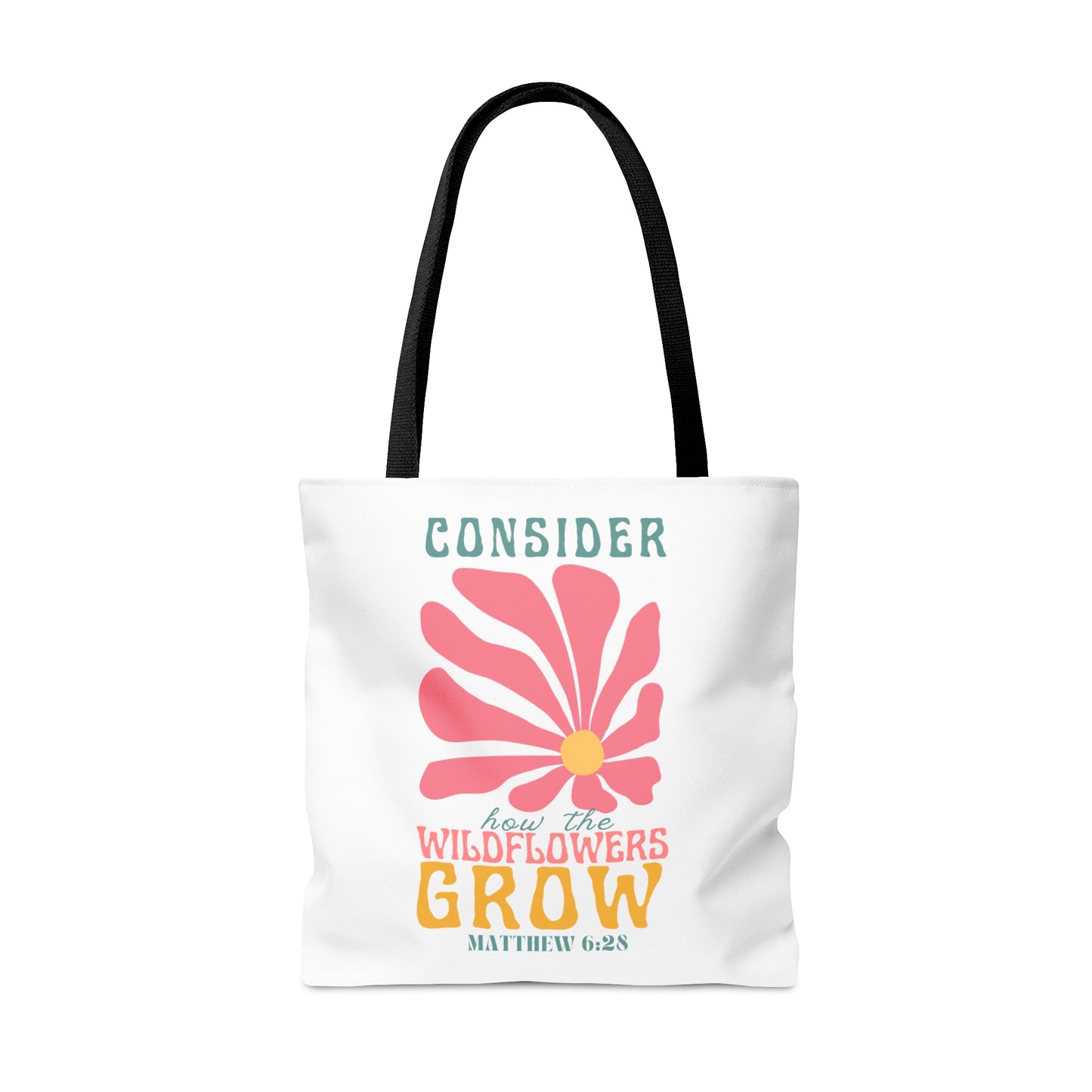 Consider How the Wildflowers Grow- White Retro Tote Bag