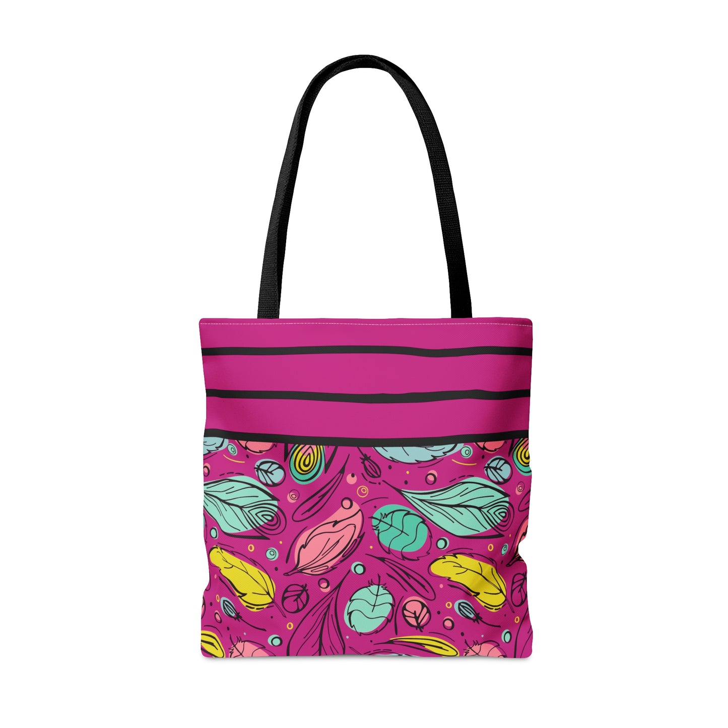 Magenta Floral & Stripes Tote Bag
