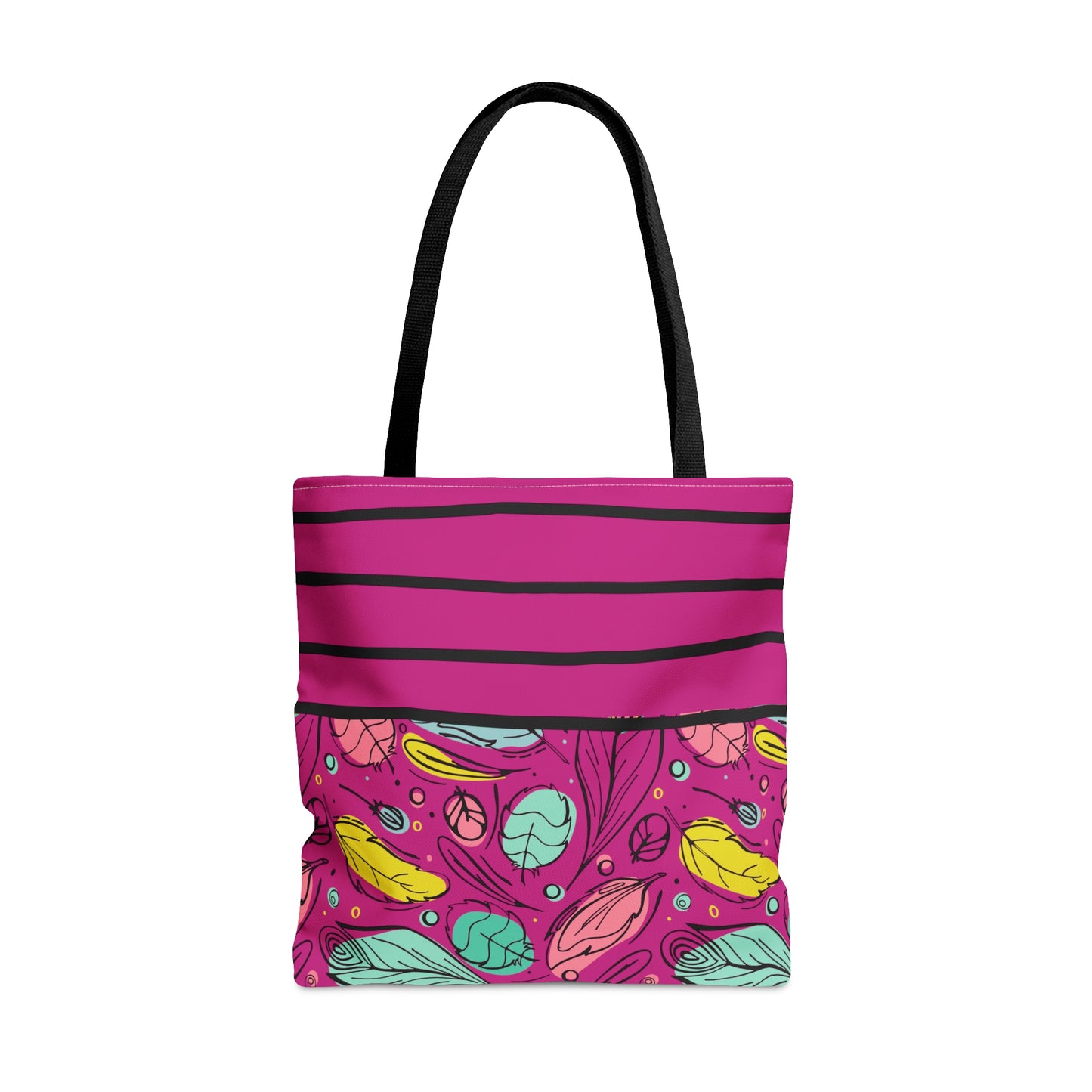 Magenta Floral & Stripes Tote Bag