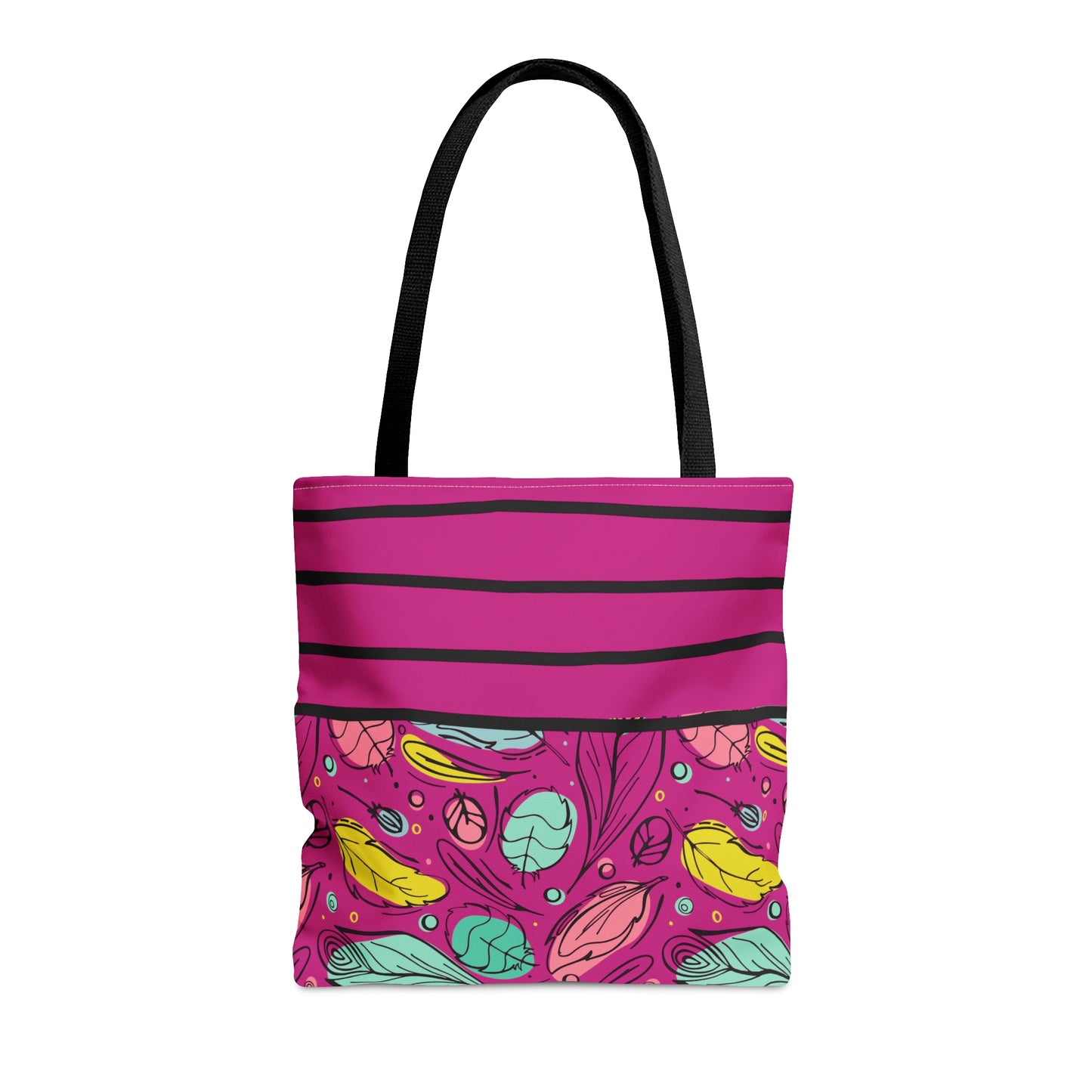 Magenta Floral & Stripes Tote Bag