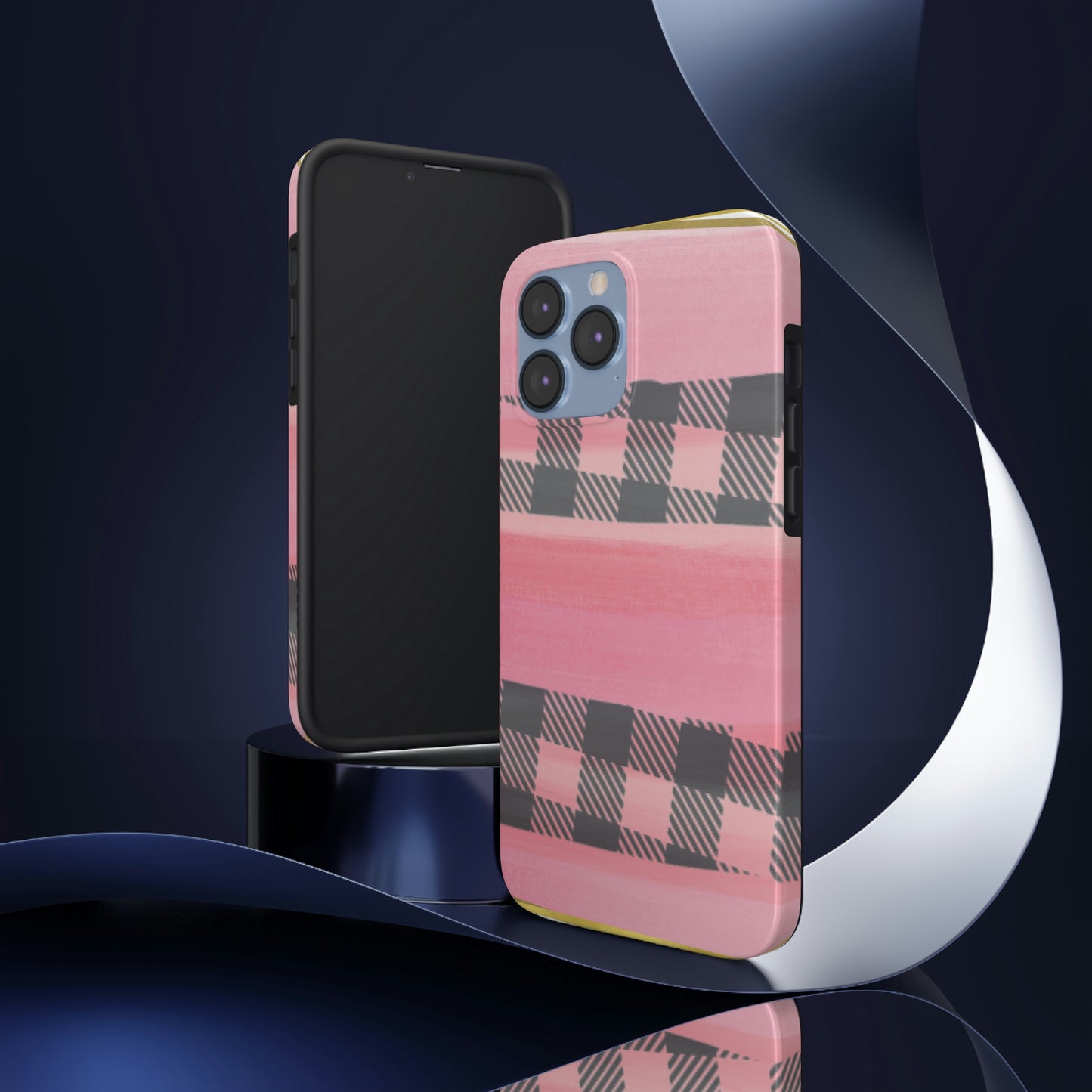 Watercolor Pink & Black Buffalo Plaid Case-Mate iPhone Case