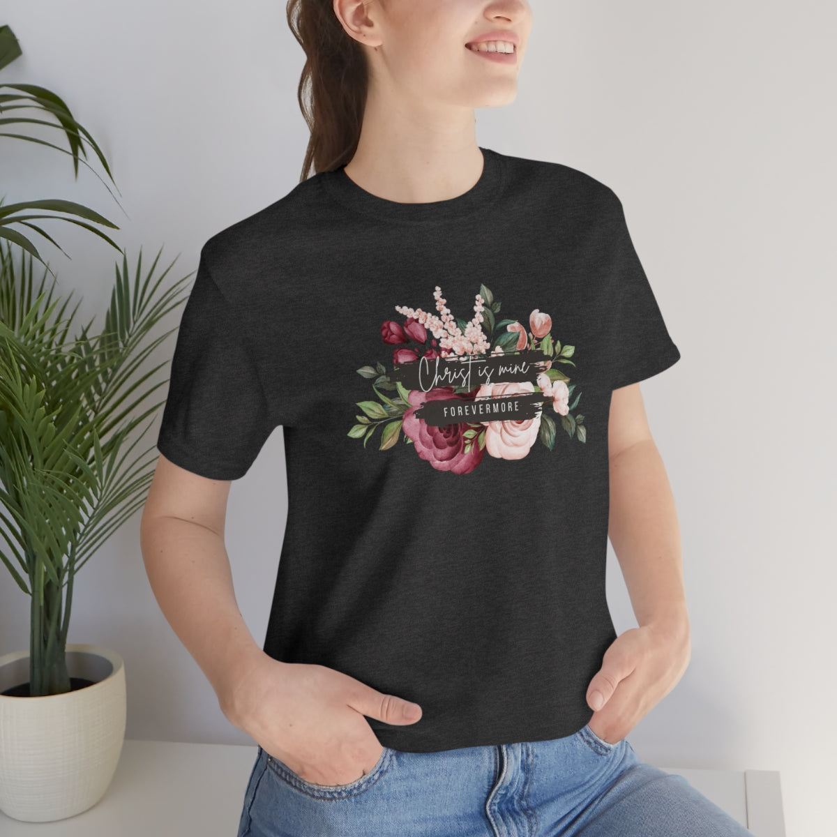 Christ is Mine Forevermore | Dark Grey Heather Christian Short Sleeve Jersey T-Shirt
