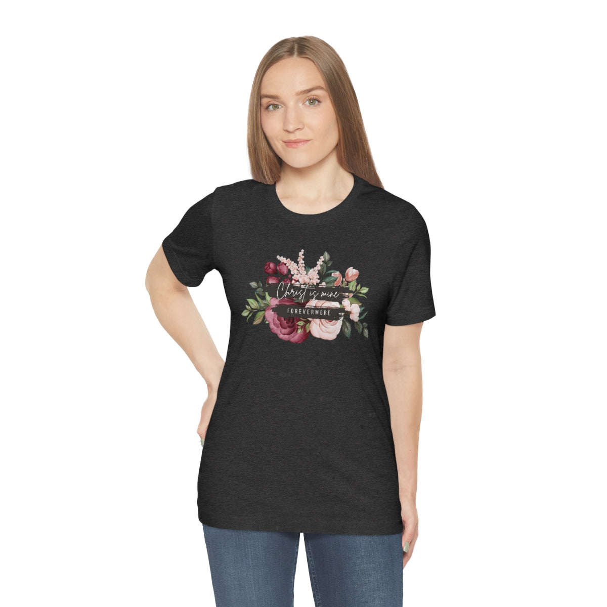 Christ is Mine Forevermore | Dark Grey Heather Christian Short Sleeve Jersey T-Shirt