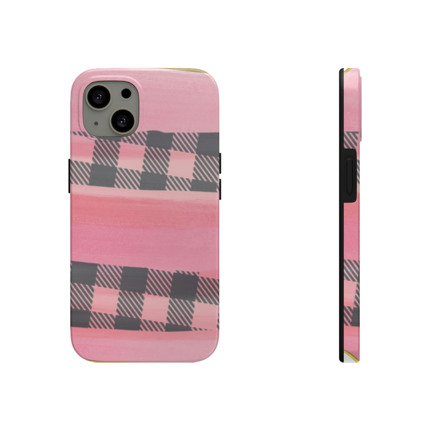 Watercolor Pink & Black Buffalo Plaid Case-Mate iPhone Case