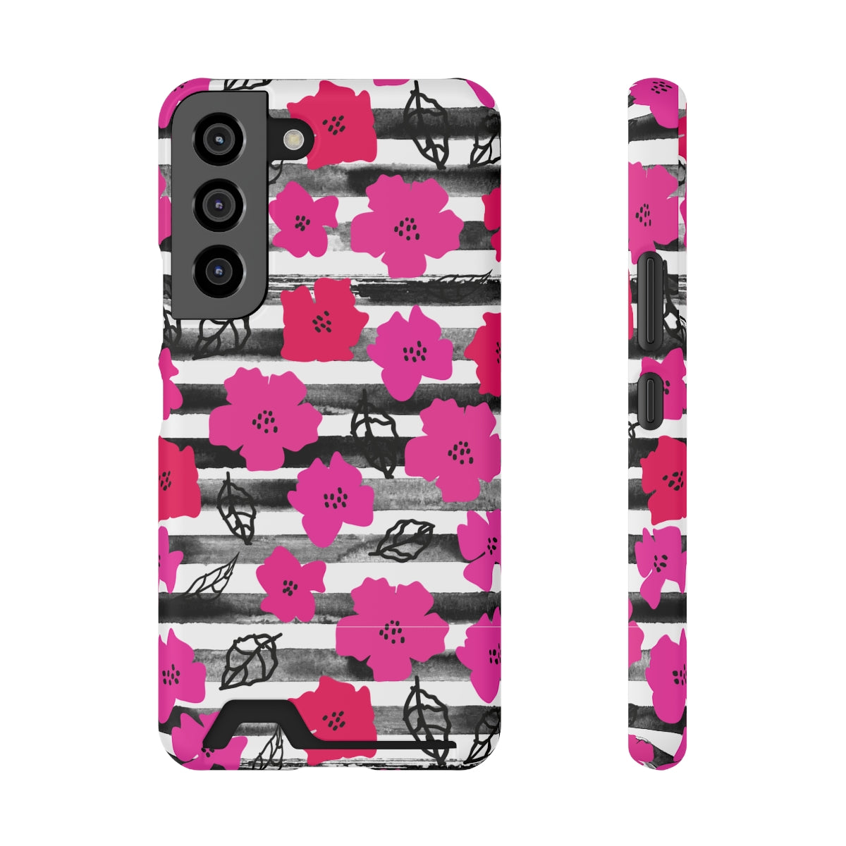 Striped & Pink Floral Samsung Phone Case