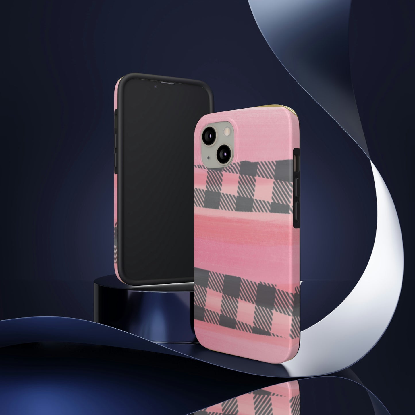 Watercolor Pink & Black Buffalo Plaid Case-Mate iPhone Case