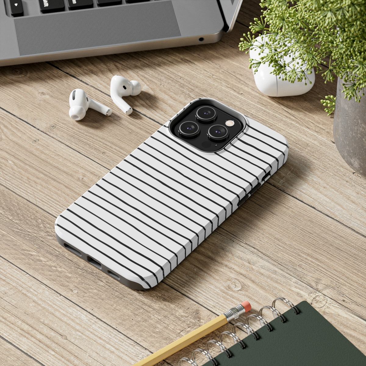 Black & White Stripes Tough Phone Cases, Case-Mate