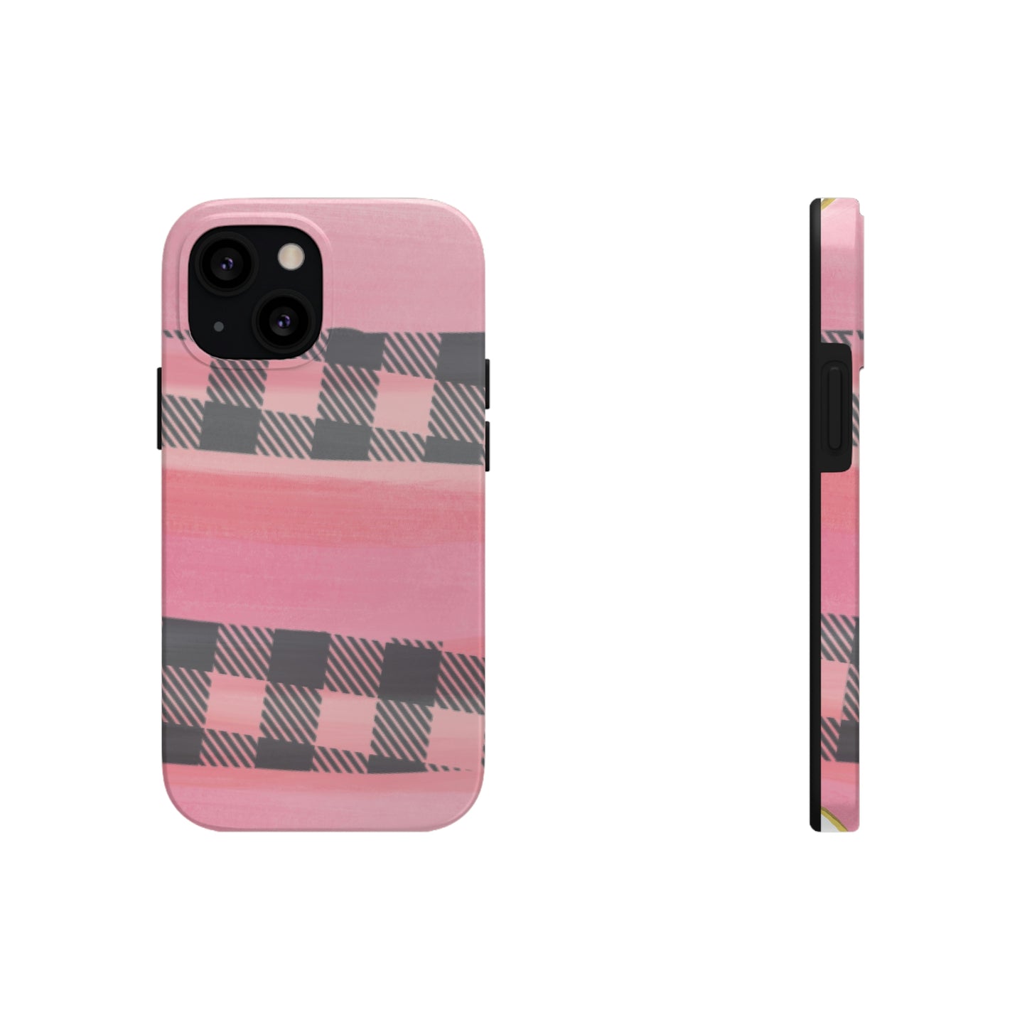 Watercolor Pink & Black Buffalo Plaid Case-Mate iPhone Case