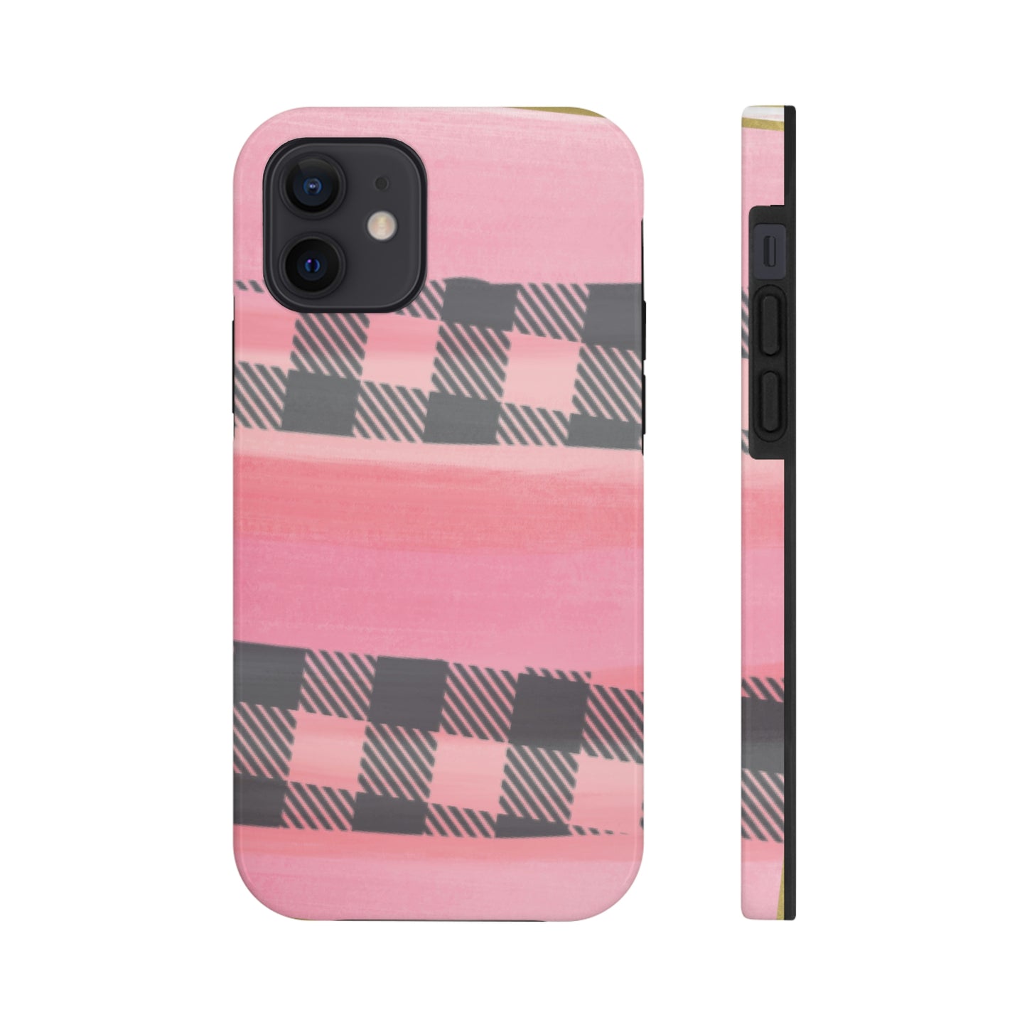 Watercolor Pink & Black Buffalo Plaid Case-Mate iPhone Case