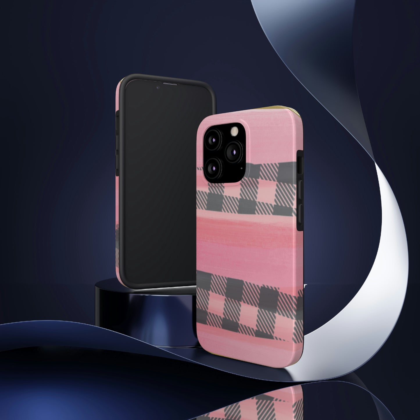Watercolor Pink & Black Buffalo Plaid Case-Mate iPhone Case