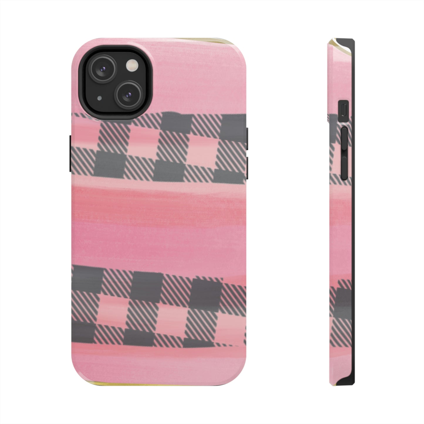 Watercolor Pink & Black Buffalo Plaid Case-Mate iPhone Case