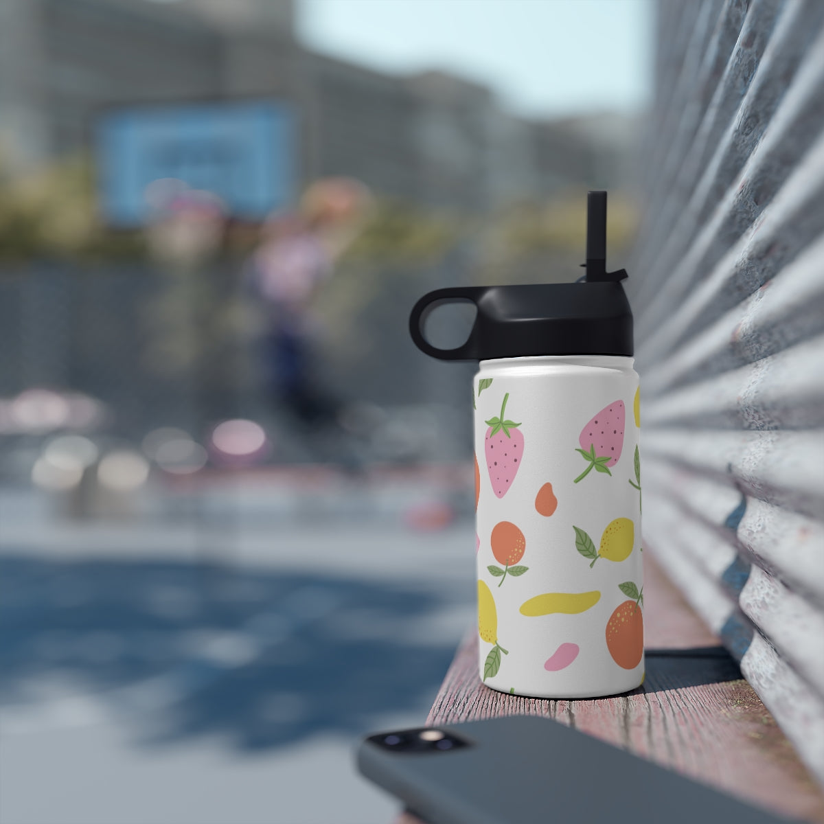 Fruit Pattern Stainless Steel Water Bottle, Standard Lid