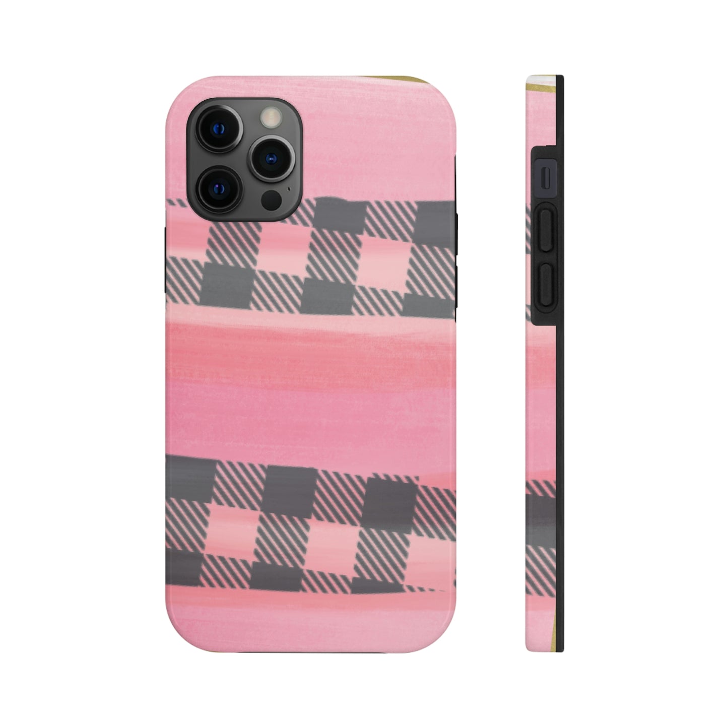 Watercolor Pink & Black Buffalo Plaid Case-Mate iPhone Case