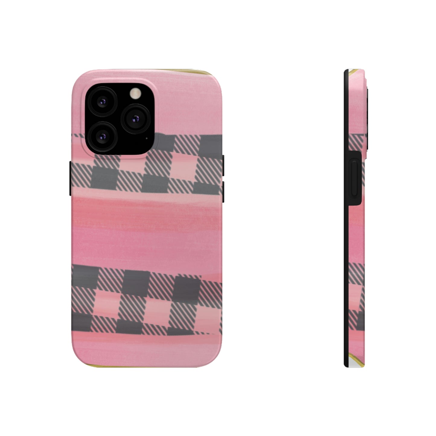 Watercolor Pink & Black Buffalo Plaid Case-Mate iPhone Case