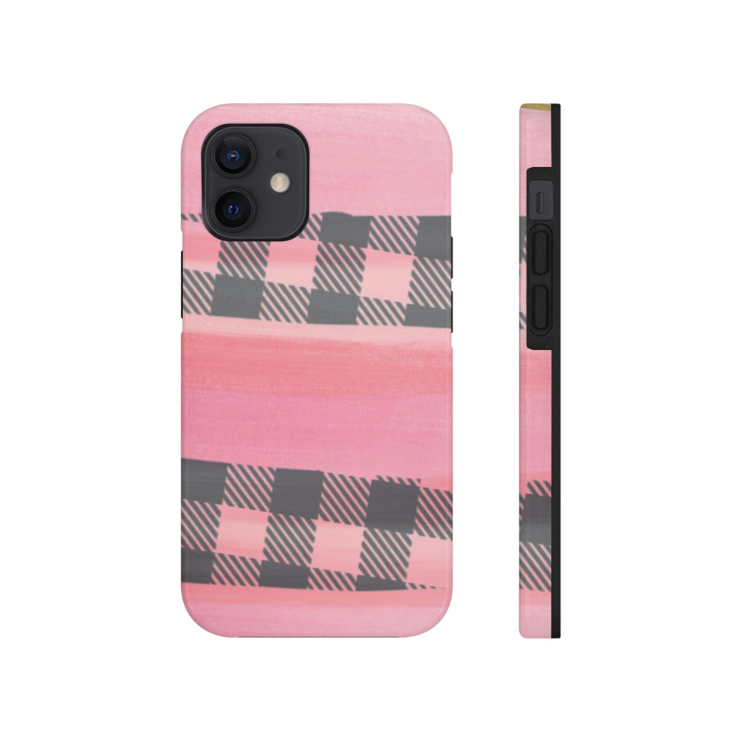 Watercolor Pink & Black Buffalo Plaid Case-Mate iPhone Case
