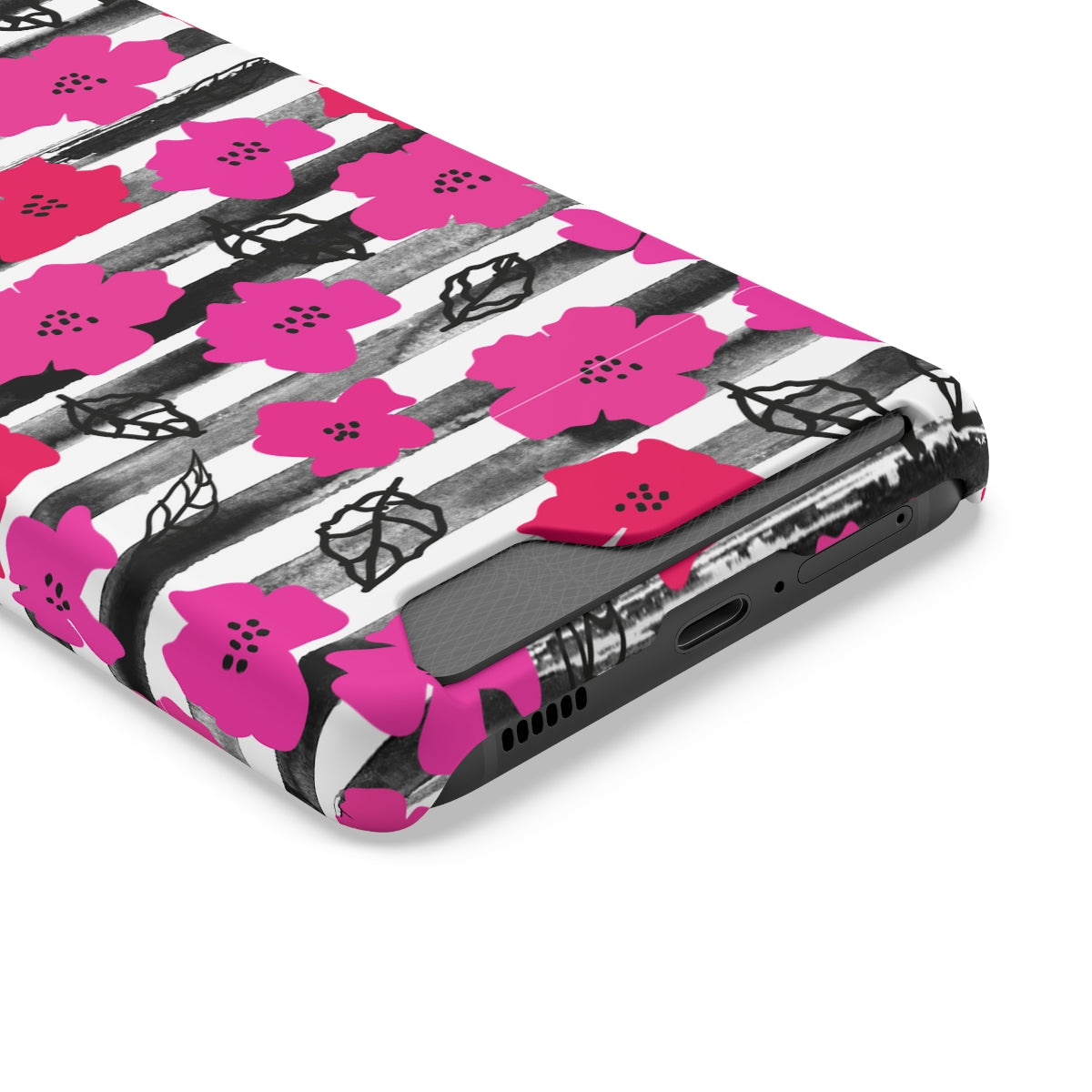 Striped & Pink Floral Samsung Phone Case