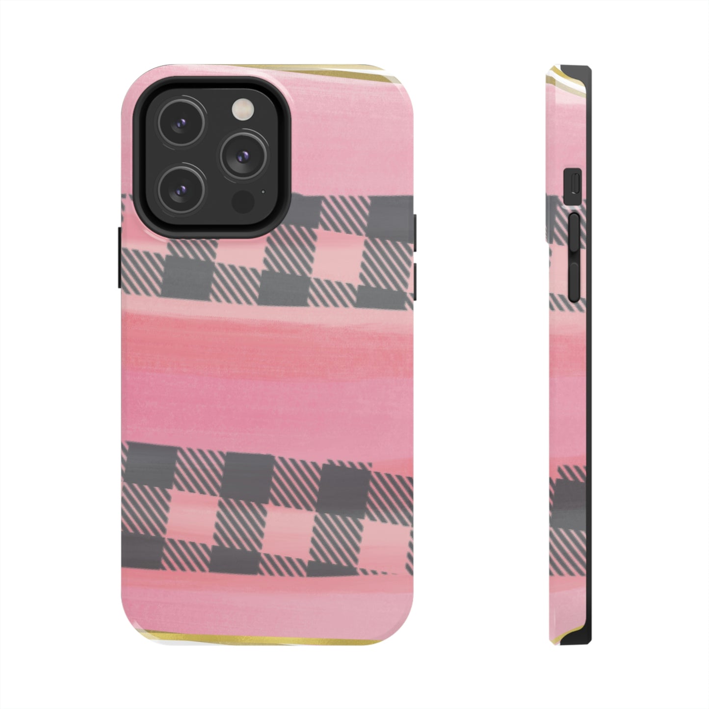 Watercolor Pink & Black Buffalo Plaid Case-Mate iPhone Case