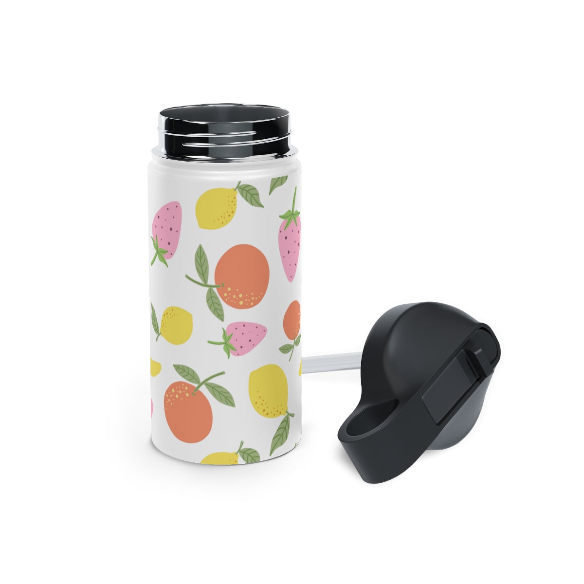 Fruit Pattern Stainless Steel Water Bottle, Standard Lid