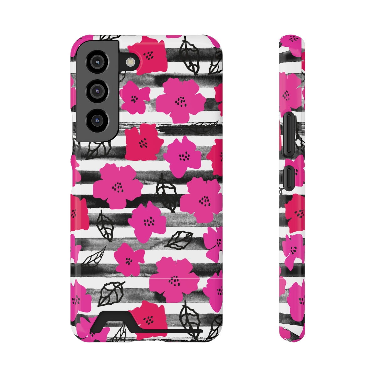 Striped & Pink Floral Samsung Phone Case
