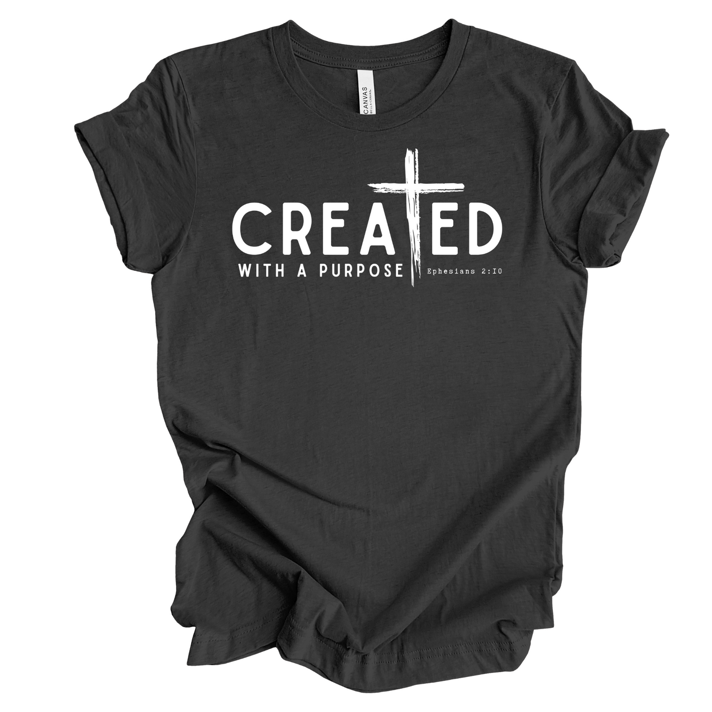 Created With A Purpose- Dark Heather Grey Tshirt