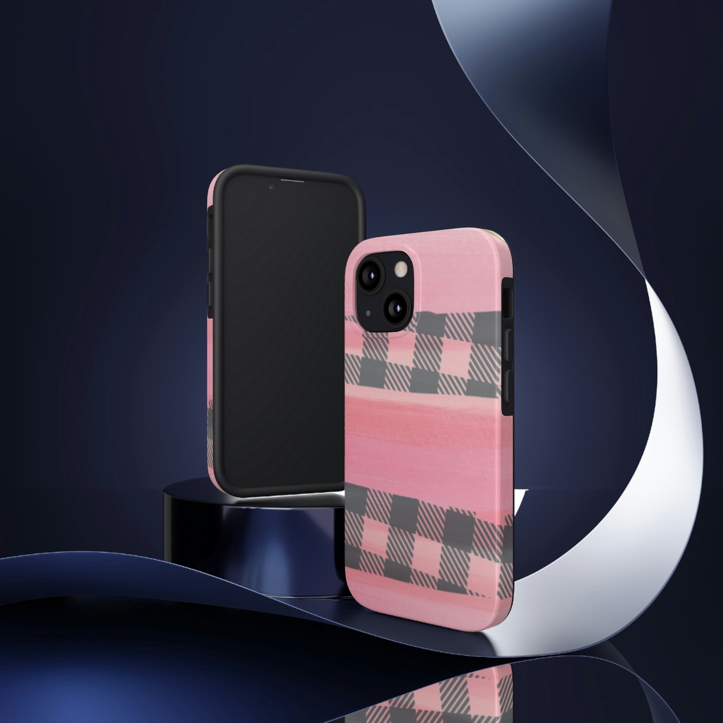 Watercolor Pink & Black Buffalo Plaid Case-Mate iPhone Case