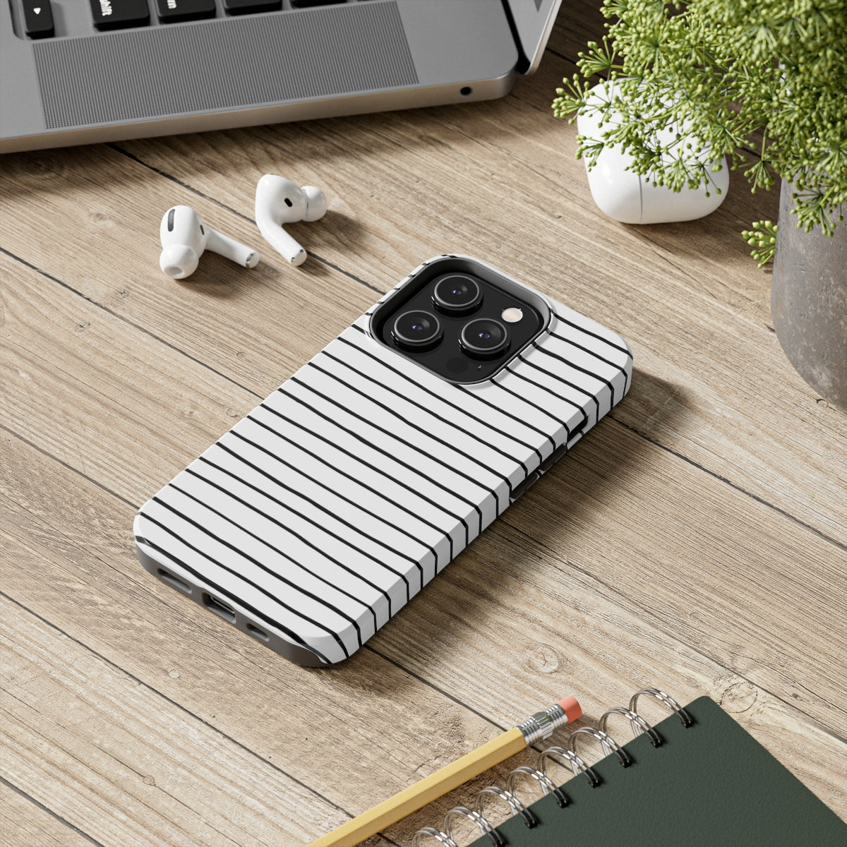 Black & White Stripes Tough Phone Cases, Case-Mate