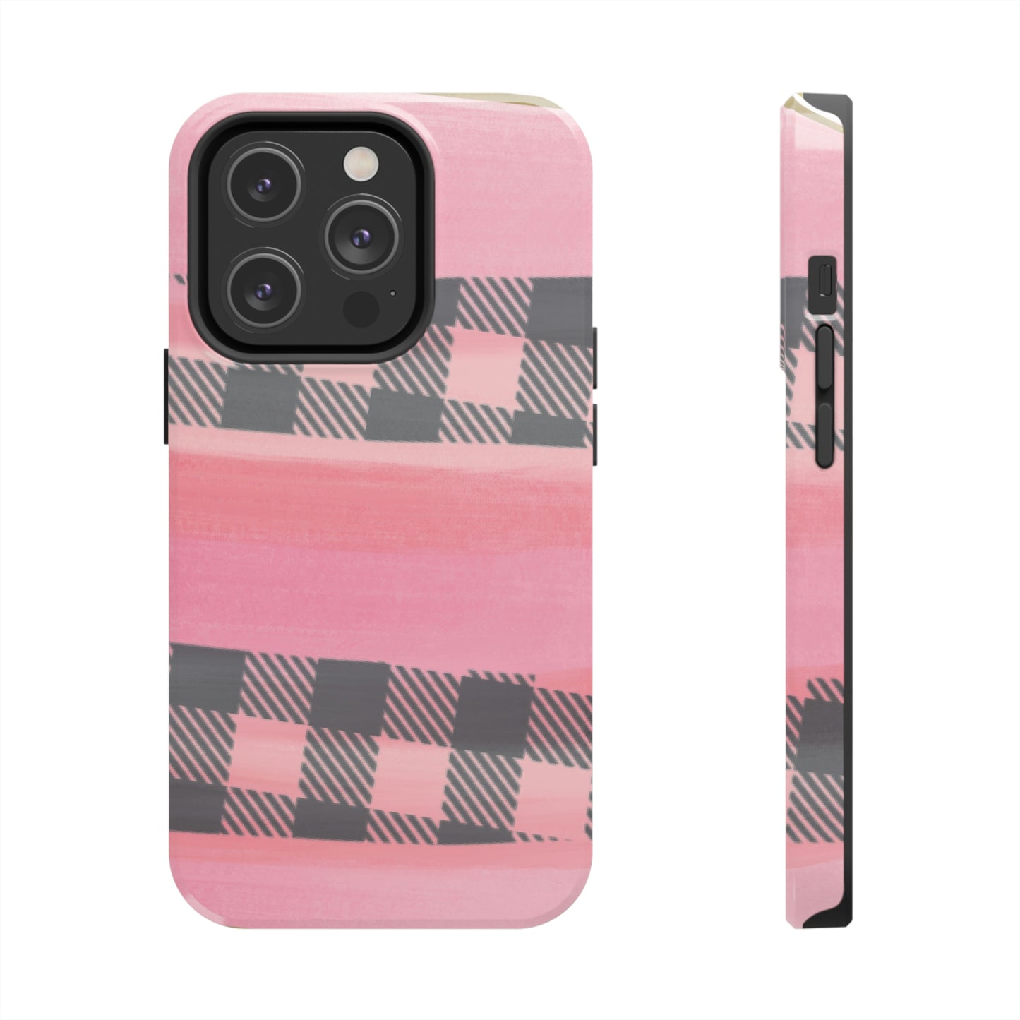 Watercolor Pink & Black Buffalo Plaid Case-Mate iPhone Case