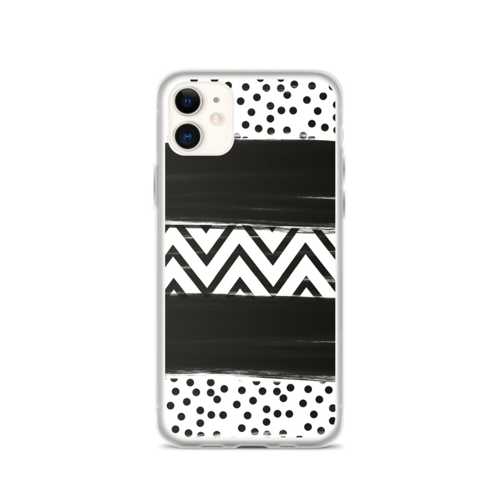 Black & White Chevron and Dots iPhone Case