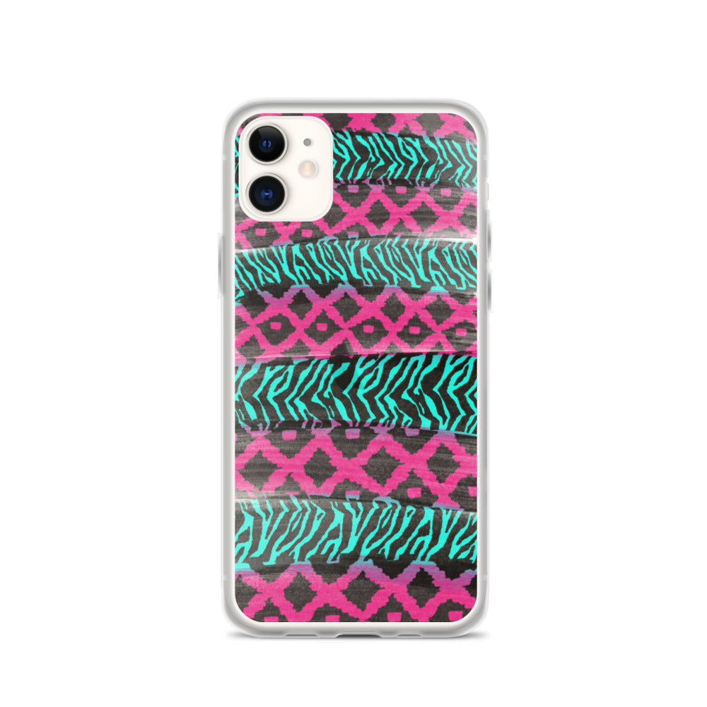 Pink and Teal Patterned iPhone Case