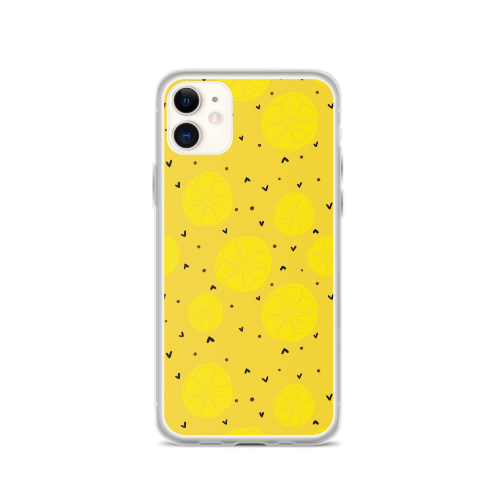 Yellow Lemon and Hearts iPhone Case