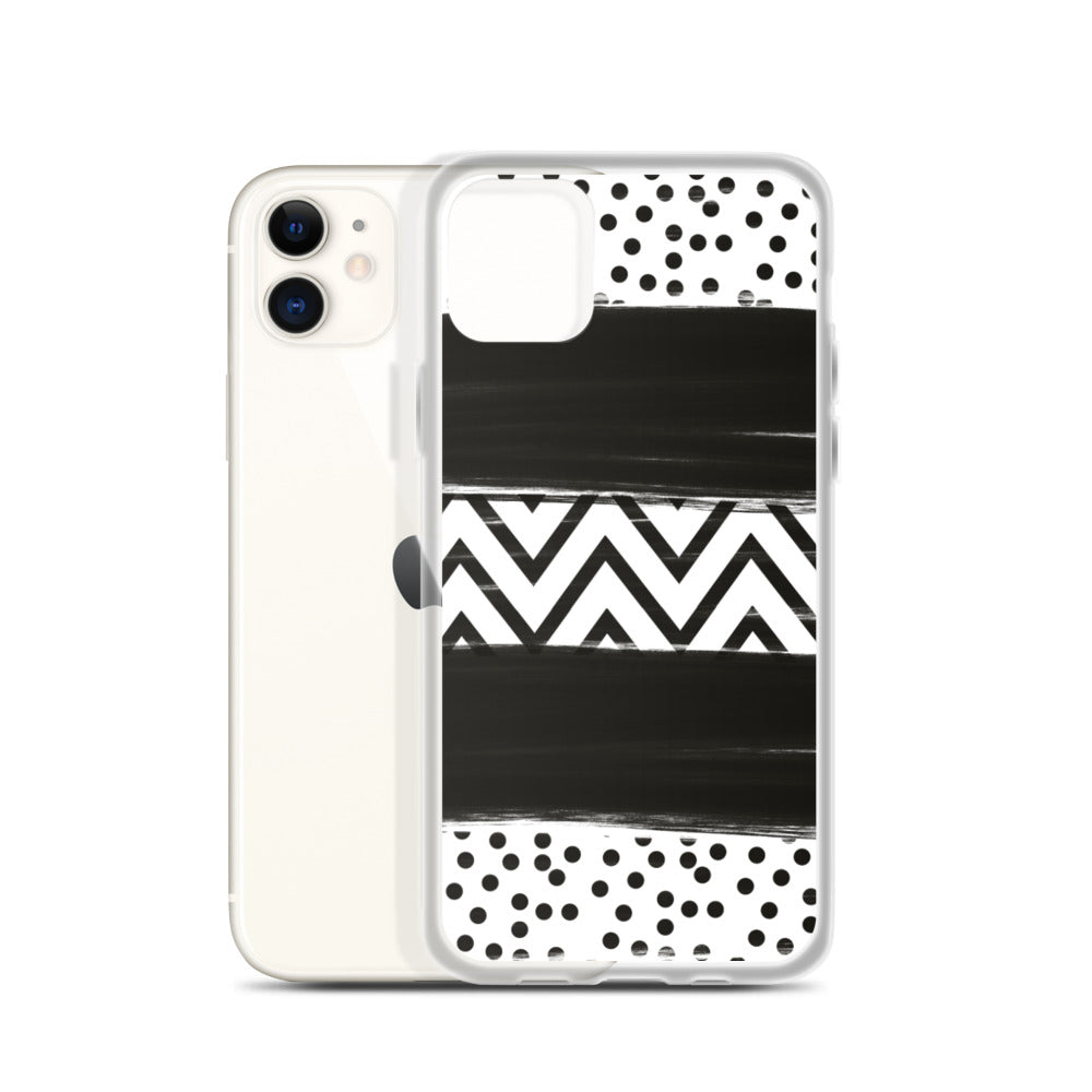 Black & White Chevron and Dots iPhone Case