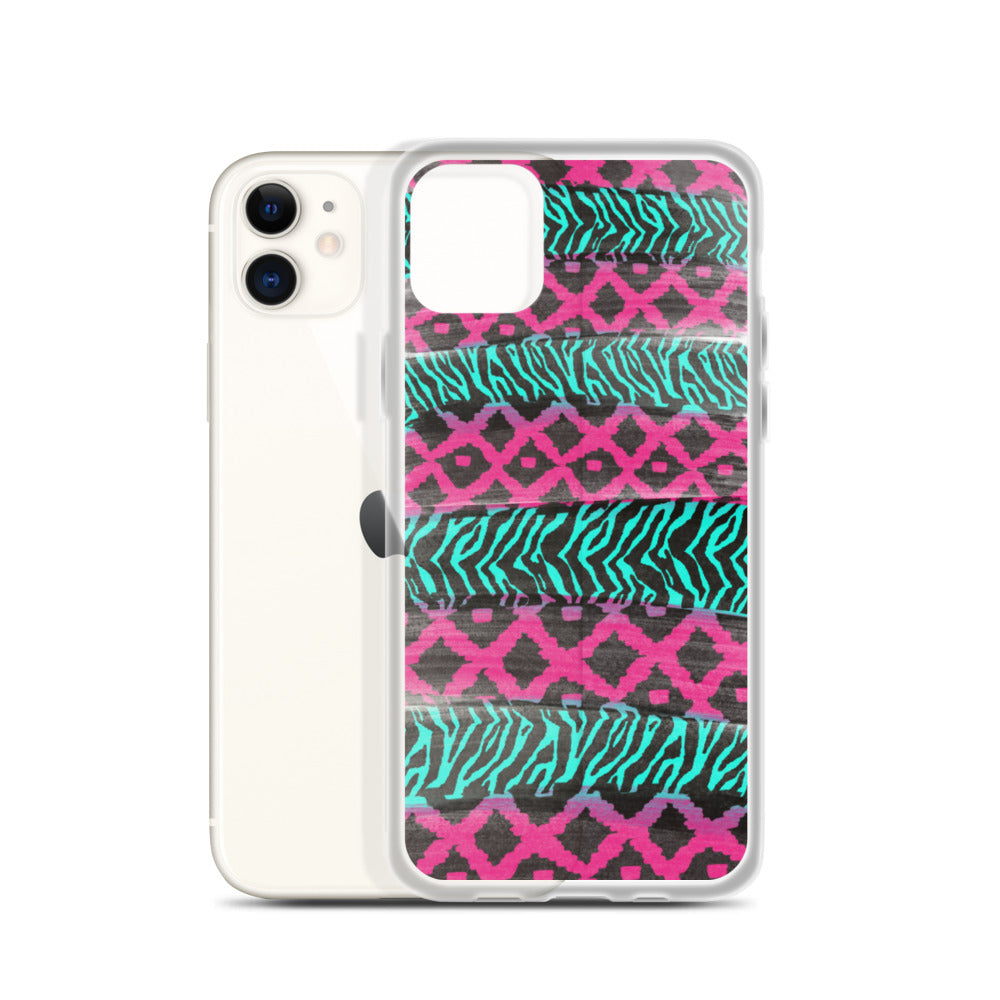 Pink and Teal Patterned iPhone Case