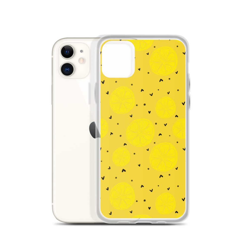 Yellow Lemon and Hearts iPhone Case