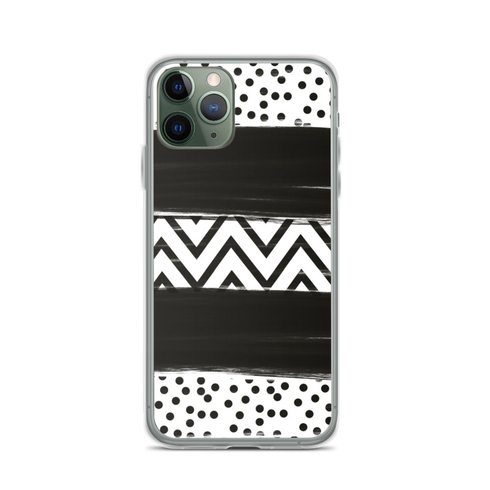 Black & White Chevron and Dots iPhone Case