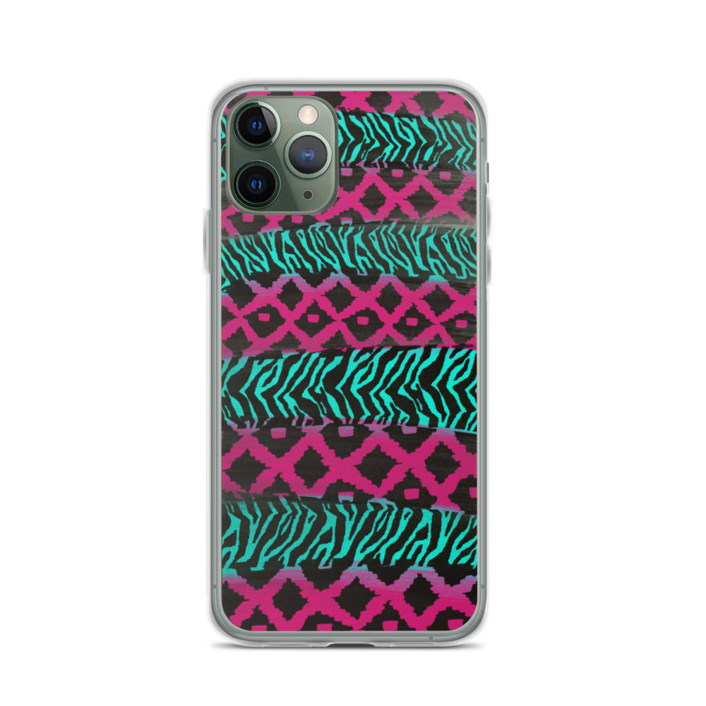 Pink and Teal Patterned iPhone Case