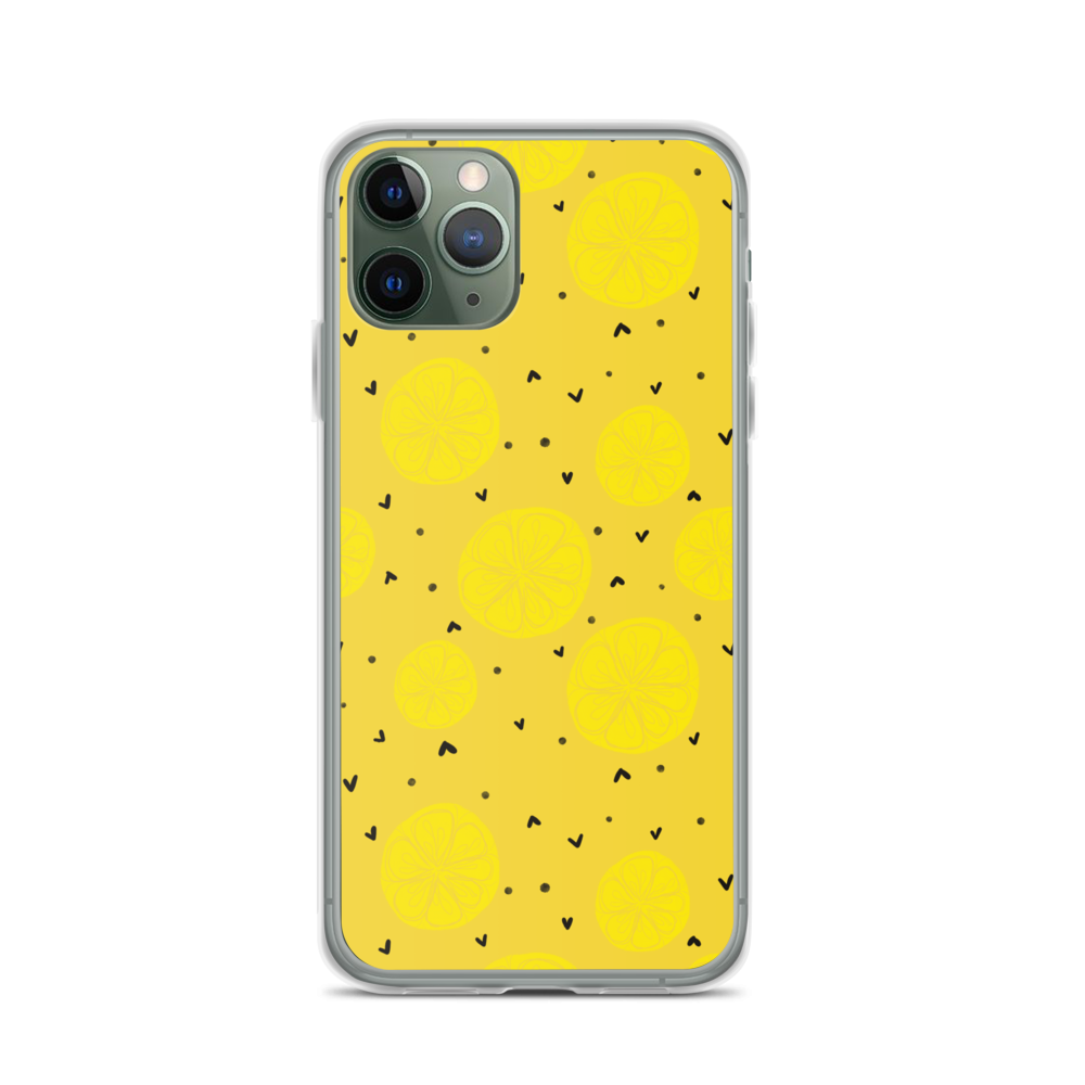 Yellow Lemon and Hearts iPhone Case