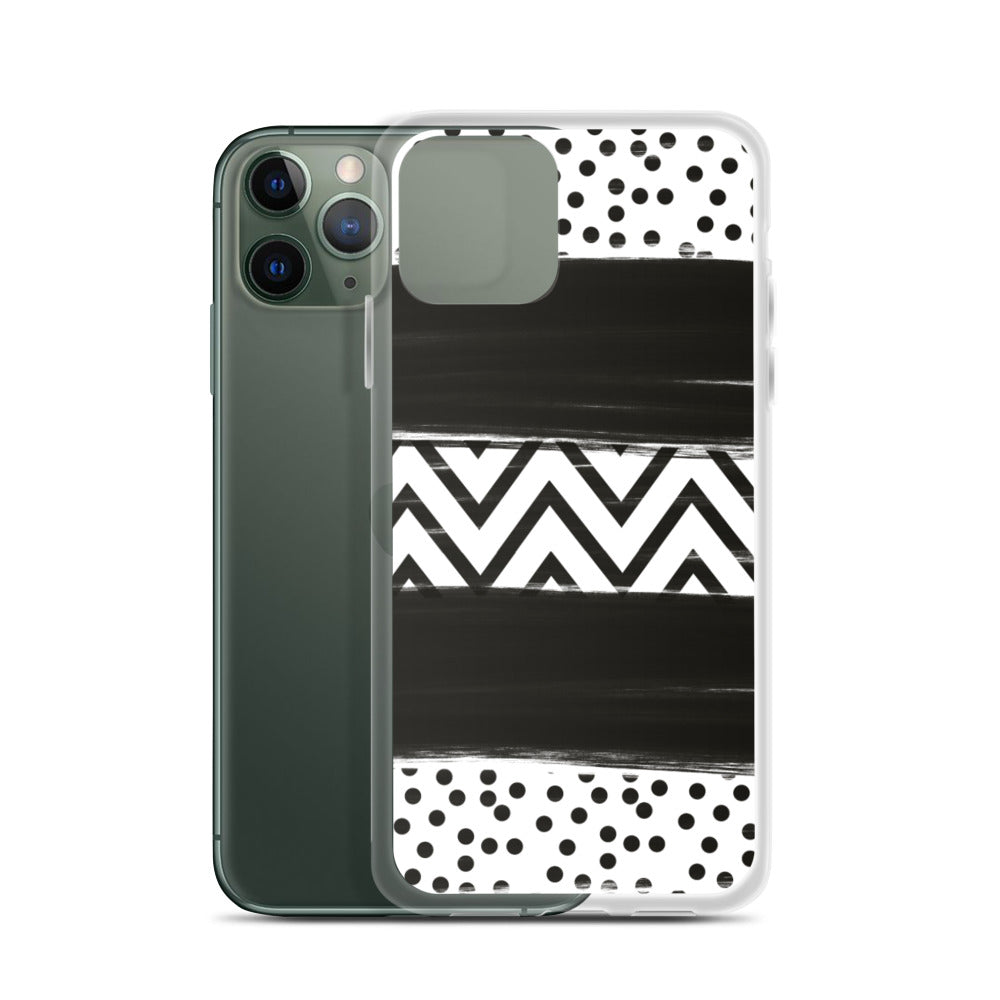 Black & White Chevron and Dots iPhone Case