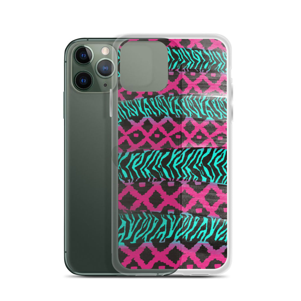 Pink and Teal Patterned iPhone Case