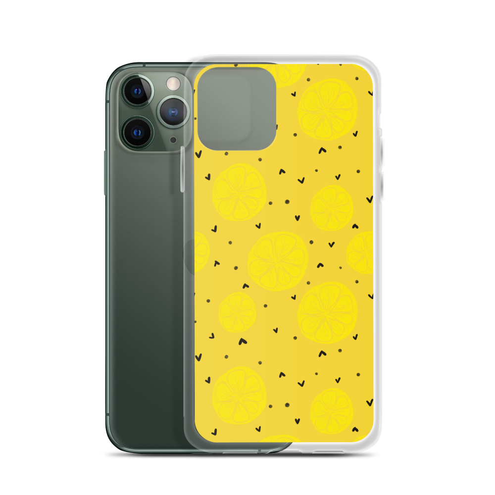 Yellow Lemon and Hearts iPhone Case