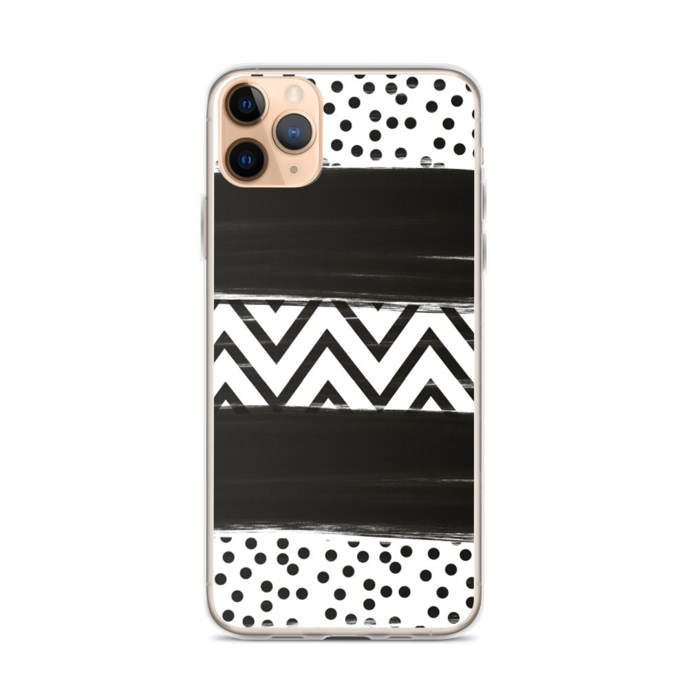 Black & White Chevron and Dots iPhone Case