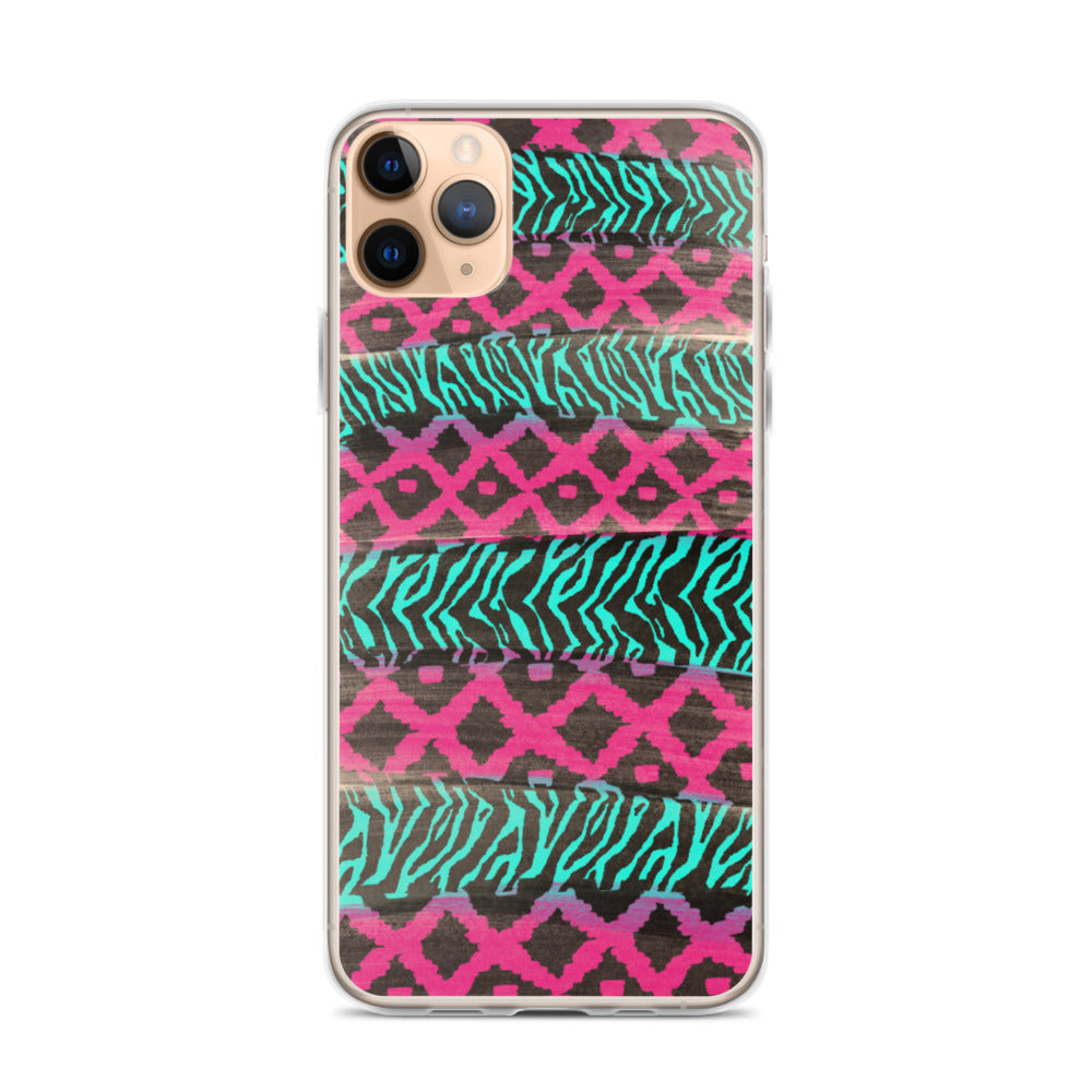 Pink and Teal Patterned iPhone Case