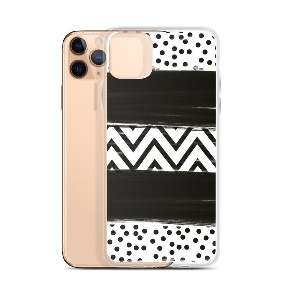 Black & White Chevron and Dots iPhone Case